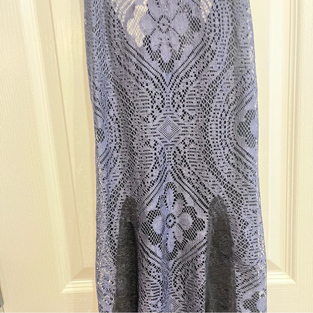Free People Miracle Blue Black Lace Racerback Dress Small Whimsygoth Whitchy - Picture 5 of 13